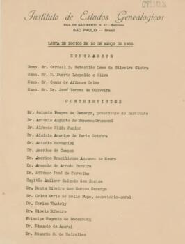 Lista de sócios em 10 março de 1932