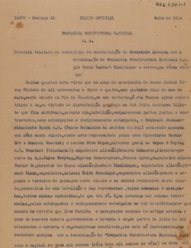 Primeiro traslado de escriptura de constituição da Sociedade Anonyma