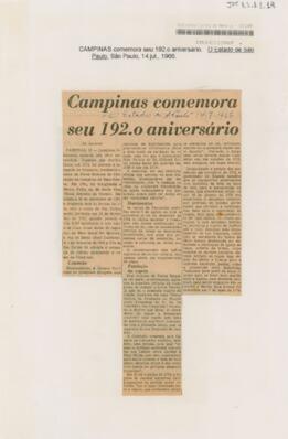 Campinas comemora seu 192.o aniversário