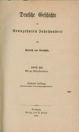 Deutsche Geschichte im Neunzehnten Jahrhundert – Fünfter Teil