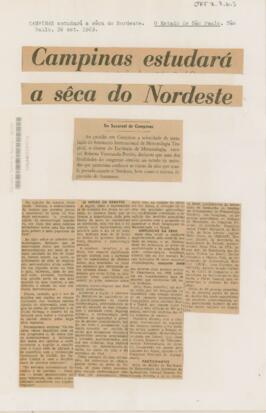 Campinas estudará a sêca do Nordeste