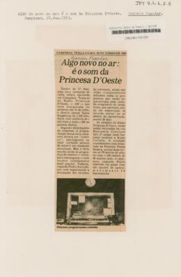 Algo novo no ar: é o som da Princesa D’Oeste