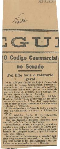 O Codigo Commercial no Senado