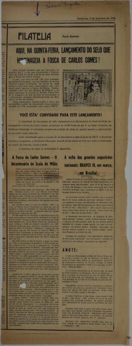 Aqui, na quinta feira, lançamento do selo que homenageia à Fosca de Carlos Gomes!