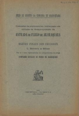 Concurso de preferencias instaurado em virtude da desapropriação da Estrada de Ferro de Araraquara