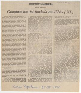 Campinas não foi fundada em 1774 (XL)