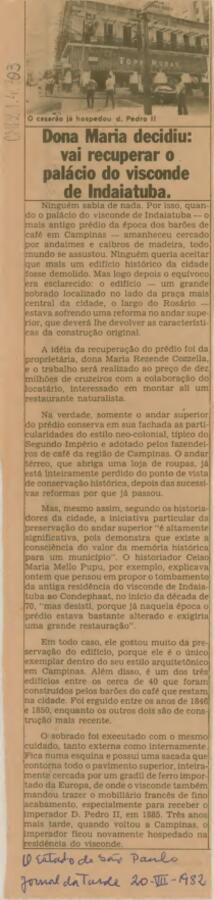 Dona Maria decidiu: vai recuperar o palácio do visconde de Indaiatuba