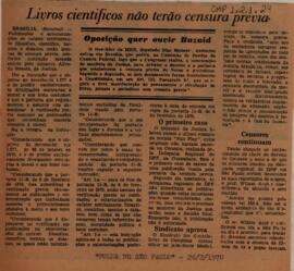 Livros científicos não terão censura previa