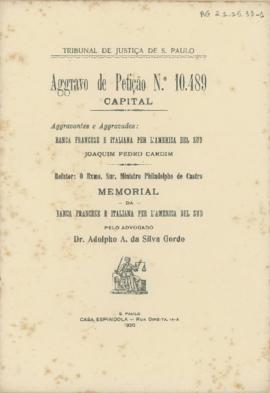 Agravo de petição n.º 10.489