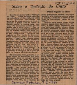 Sobre a "Imitação de Cristo"
