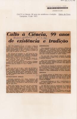 Culto à Ciência, 99 anos de existência e tradição