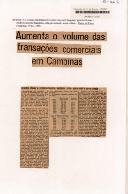 Aumenta o volume das transações comerciais em Campinas