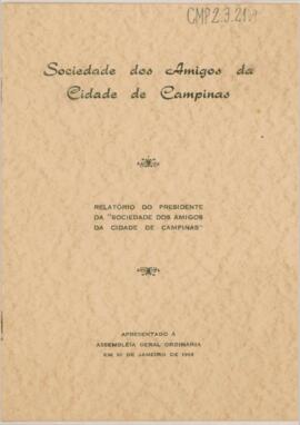 Relatório do presidente da "Sociedade dos Amigos da Cidade de Campinas"