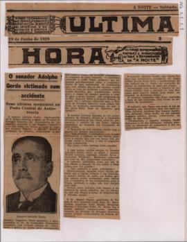 O senador Adolpho Gordo victimado num accidente