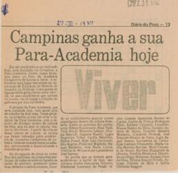 Campinas ganha a sua Para-Academia hoje