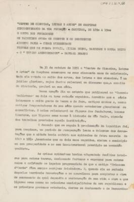 O "Centro de Ciências, Letras e Artes" de Campinas