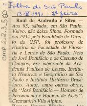 [Obituário de Raul de Andrada e Silva]