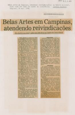 Belas Artes em Campinas, atendendo reivindicações