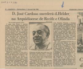D. José Cardoso sucederá d. Hélder na Arquidiocese de Recife e Olinda