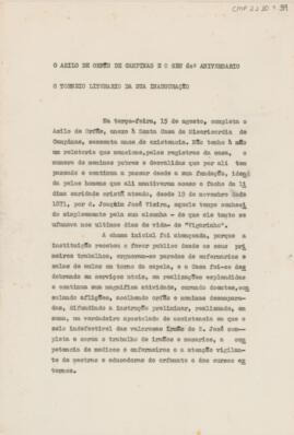 O asilo de órfãs de Campinas e seu 6oº aniversário