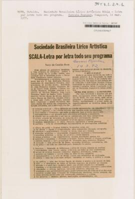 Sociedade Brasileira Lírico Artística SCALA - Letra por letra todo seu programa