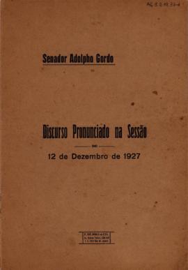 Discurso pronunciado na sessão de 12 de dezembro de 1927