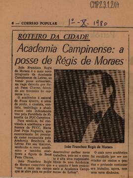 Academia Campinense: a posse de Régis de Moraes