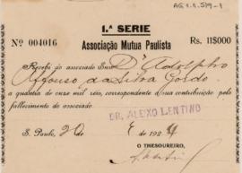 [Coletânea de recibos da Associação Mutua Paulista]