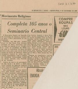 Completa 105 anos o Seminario Central
