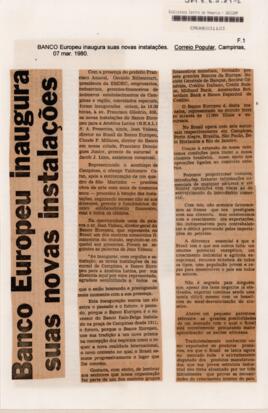 Banco Europeu inaugura suas novas instalações
