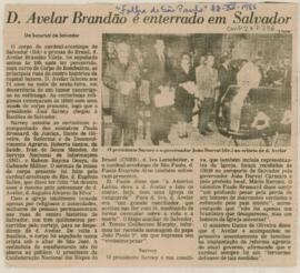 D. Avelar Brandão é enterrado em Salvador