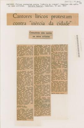 Cantores líricos protestam contra “inércia da cidade”