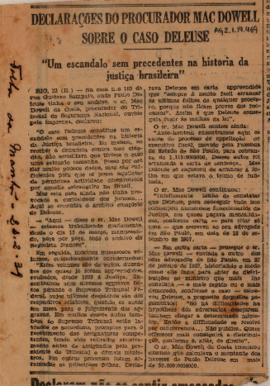 Declarações do procurador Mac Dowell sobre o caso Deleuse