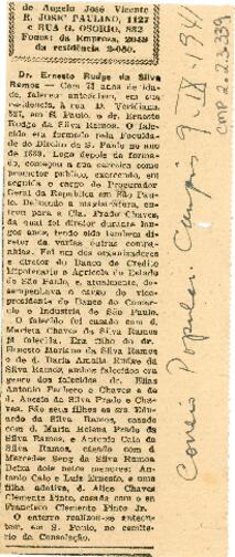 [Obituário de Ernesto Rudge da Silva Ramos]