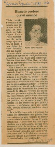 Bisneto prefere o avô músico