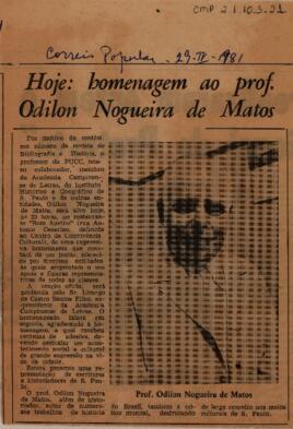 Hoje: homenagem ao prof. Odilon Nogueira de Matos