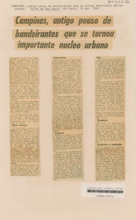 Campinas, antigo pouso de bandeirantes que se tornou importante nucleo urbano