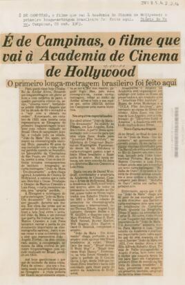 É de Campinas, o filme que vai à Academia de Cinema de Hollywood