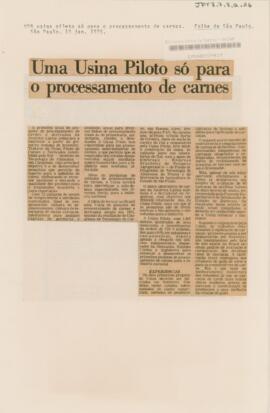 Uma Usina Piloto só para o processamento de carnes