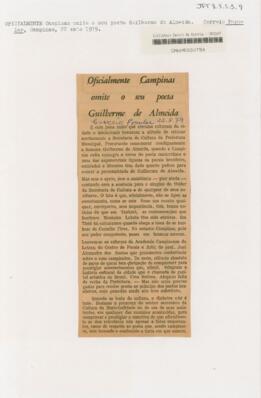 Oficialmente Campinas omite o seu poeta Guilherme de Almeida