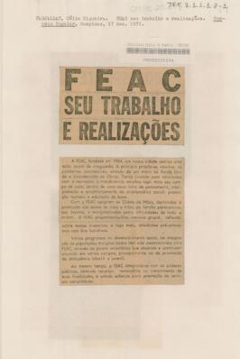 FEAC seu trabalho e realizações