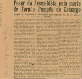 Pesar da Assembléia pela morte de Fernão Pompêo de Camargo