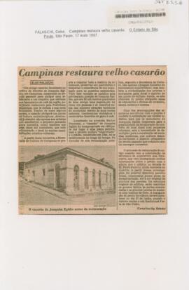 Campinas restaura velho casarão