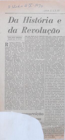 Da História e da Revolução