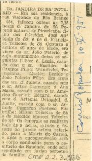 [Obituário de Jandira de Sá Poterio]