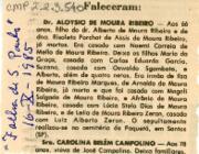 [Obituário de Aloysio de Moura Ribeiro]