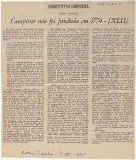 Campinas não foi fundada em 1774 (XLII)