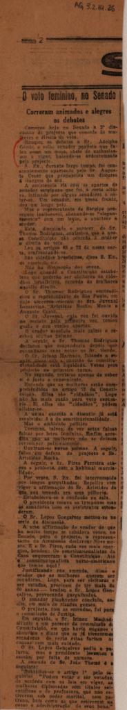 O voto feminino, no Senado