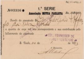 [Coletânea de recibos da Associação Mutua Paulista para o ano de 1923]