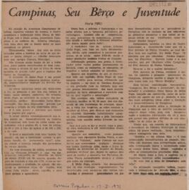 Campinas, Seu Bêrço e Juventude